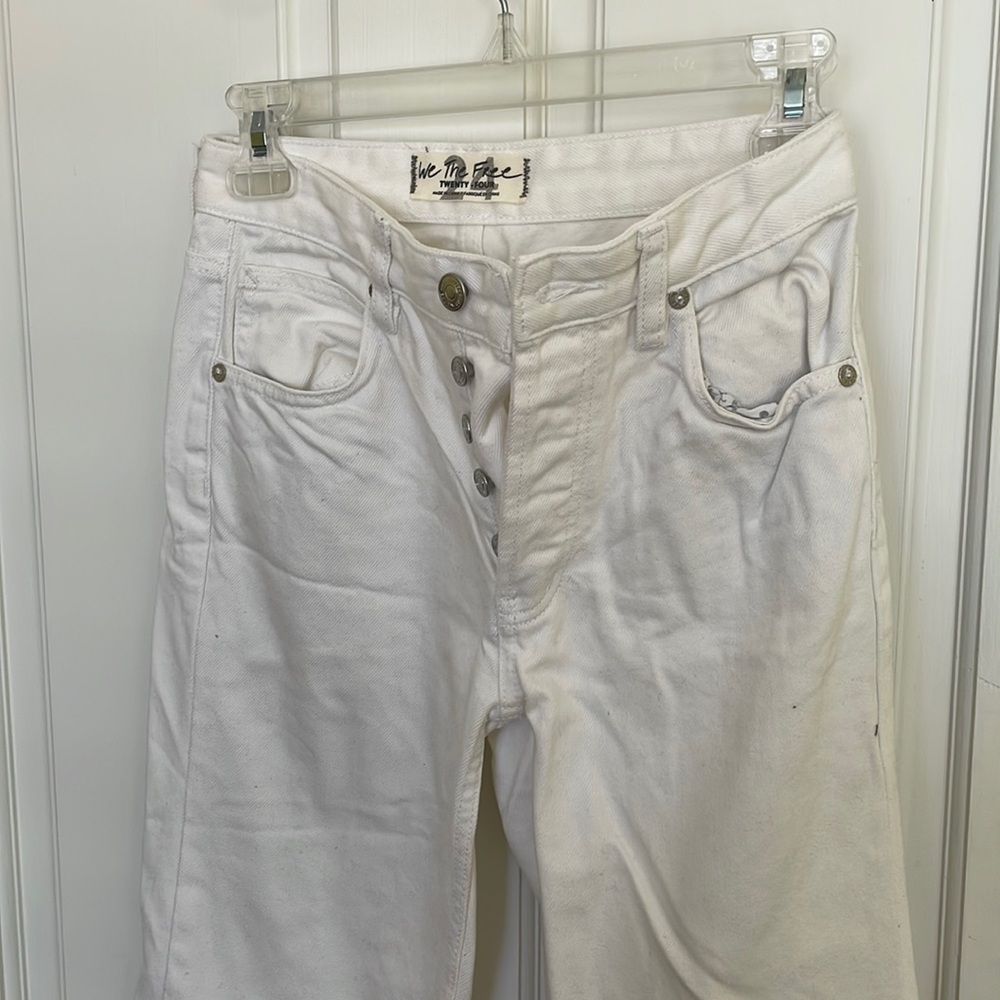 Free people wide leg white jeans